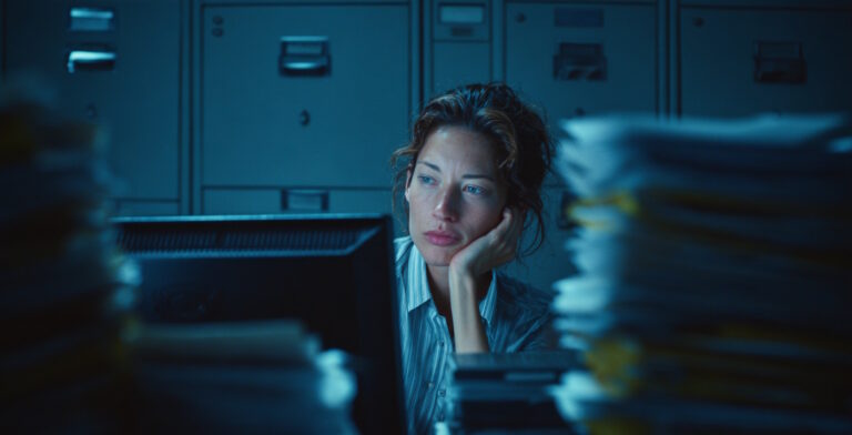 Financial manager working late